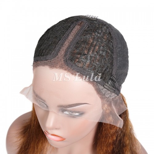 #4/27 Highlight Color Kinky Straight T Part BOB Wig | Human Hair Wig | Lace Front